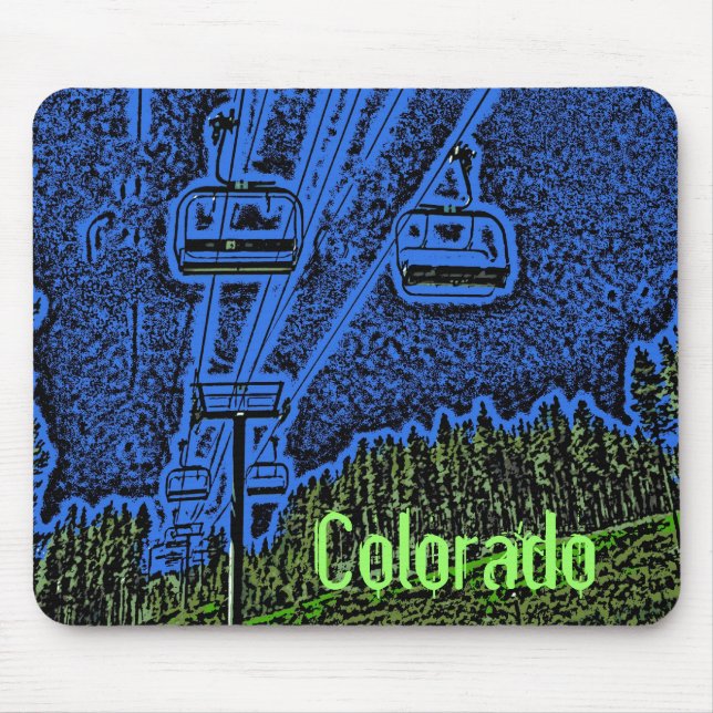 Colourful Colorado ski lift mousepad (Front)