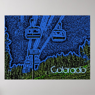 Colourful Colorado ski lift poster
