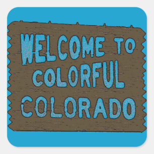 Colourful Colorado welcome sign blue stickers