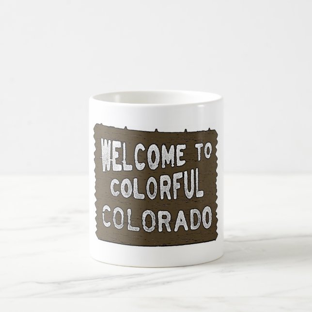 Colourful Colorado welcome sign coffee mug (Center)