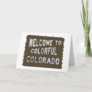 Colourful Colorado welcome sign custom cards