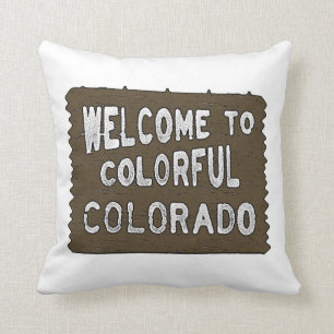 Colourful Colorado welcome sign decorative pillow