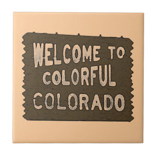 Colourful Colorado welcome sign decorative tile