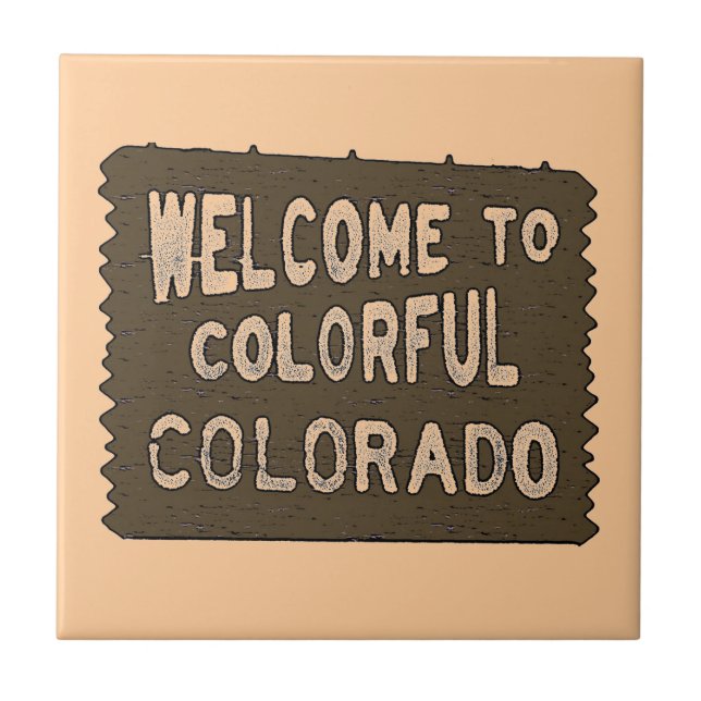 Colourful Colorado welcome sign decorative tile (Front)