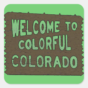 Colourful Colorado welcome sign green stickers