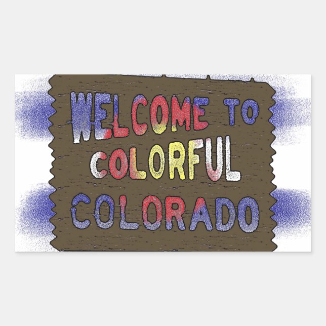 Colourful Colorado welcome sign state flag sticker (Front)