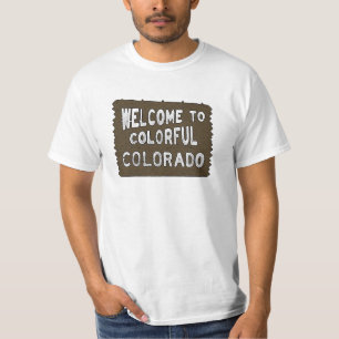 Colourful Colorado welcome sign value tee