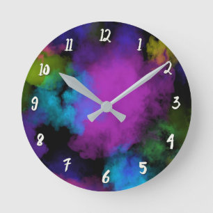 Colourful Colour Puff Makeup Beauty Girls Girly Round Clock