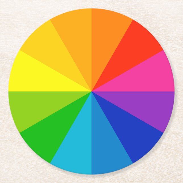 Colourful Colour Wheel Round Paper Coaster (Front)
