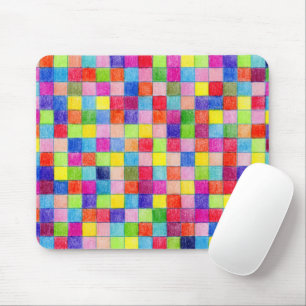 Colourful Coloured In Graph Paper Squares Mouse Mat