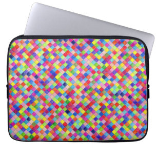 Colourful Coloured In Graph Paper Squares Pattern Laptop Sleeve