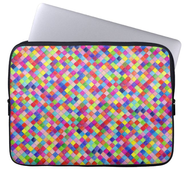 Colourful Coloured In Graph Paper Squares Pattern Laptop Sleeve (Front)