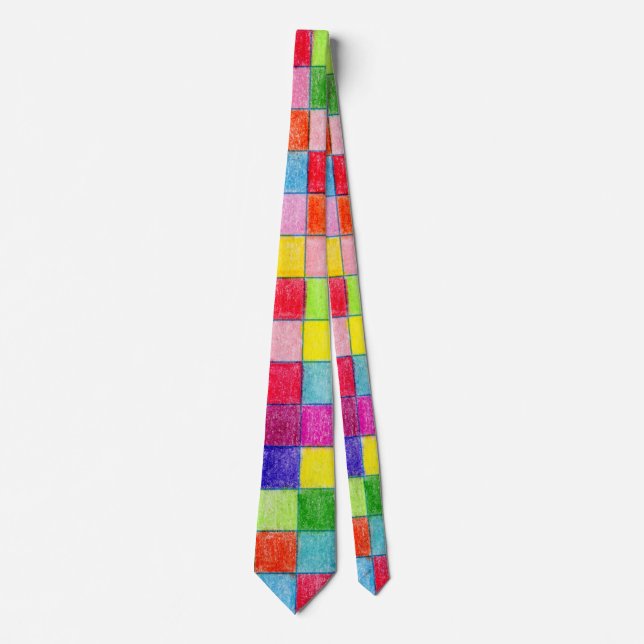 Colourful Coloured In Graph Paper Squares Tie (Front)