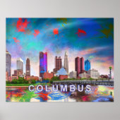 Colourful Columbus Ohio Skyline Abstract Art Poster (Front)