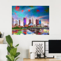 Colourful Columbus Ohio Skyline Abstract Art