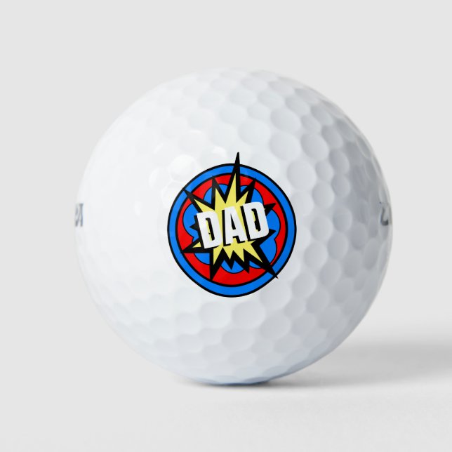 Colourful Comic Bang Dad Golf Balls (Front)