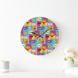 Colourful Comic Book Personalised Name Pop Art Large Clock<br><div class="desc">A colourful comic book pop art style design featuring your custom name. A cute and fun comic book themed illustration with bright colours and superhero action words and drawings. An ideal design for anyone who loves super hero designs, comics, cartoon style illustrations, colourful action filled designs and pop art! Personalise...</div>
