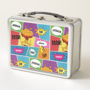 Colourful Comic Book Personalised Name Pop Art Metal Lunch Box
