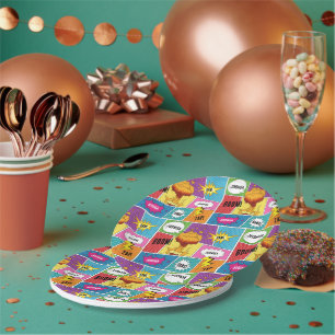 Colourful Comic Book Personalised Name Pop Art Paper Plate