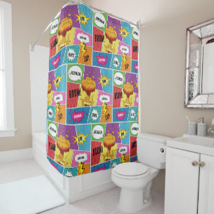 Colourful Comic Book Personalised Name Pop Art Shower Curtain
