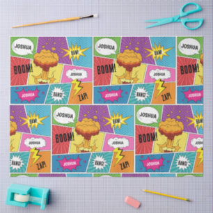 Colourful Comic Book Personalised Name Pop Art Tissue Paper