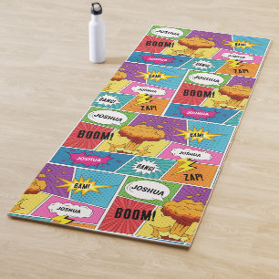 Colourful Comic Book Personalised Name Pop Art Yoga Mat