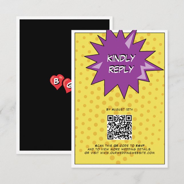 Colourful Comic Book Pop Art Wedding Enclosure Card (Front/Back)