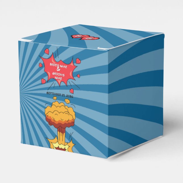 Colourful Comic Book Pop Art Wedding Favour Box (Front Side)