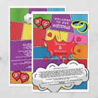 Colourful Comic Book Pop Art Wedding Itinerary