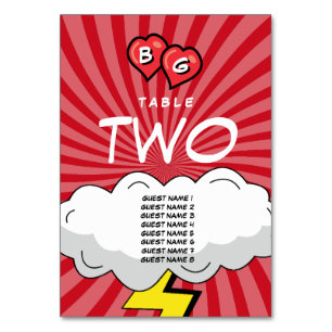 Colourful Comic Book Pop Art Wedding Table Number