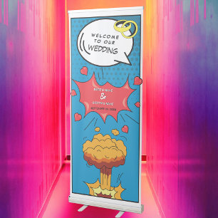 Colourful Comic Book Pop Art Wedding Welcome Retractable Banner