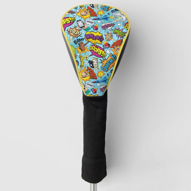 Colourful comic book themed pattern  golf head cover (Front)