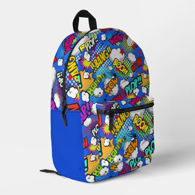 Colourful Comic Bubbles Printed Backpack (Back Corner Left)