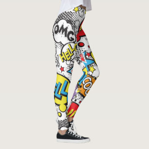 Colourful Comic Pop Art Speech Bubble Pattern Leggings