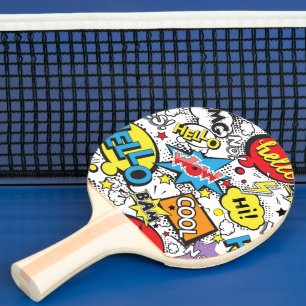 Colourful Comic Pop Art Speech Bubble Pattern Ping Pong Paddle