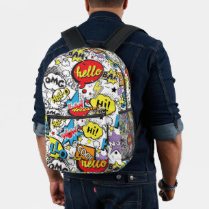 Colourful Comic Pop Art Speech Bubble Pattern Printed Backpack