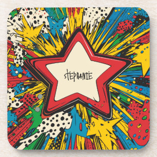 Colourful Comic Pop Art Starburst Explosion Coaster