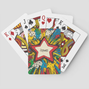 Colourful Comic Pop Art Starburst Explosion Playing Cards