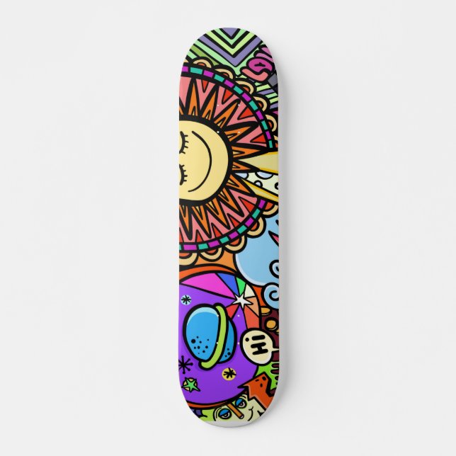 Colourful Comic Sketch Skateboard (Front)