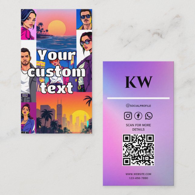 Colourful Comic Style | Customisable Photo & Text Business Card (Front/Back)