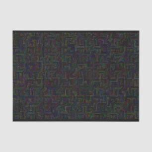Colourful Computer Circuits Pattern on Black Tissue Paper