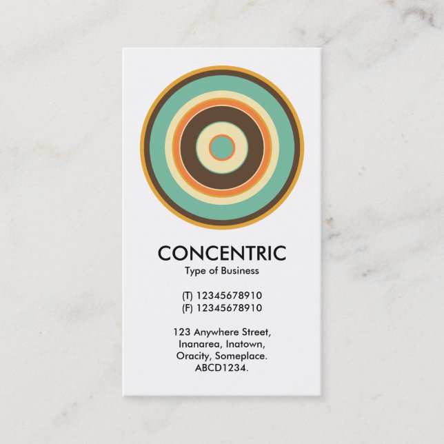 Colourful Concentric Circle 02 Business Card (Front)