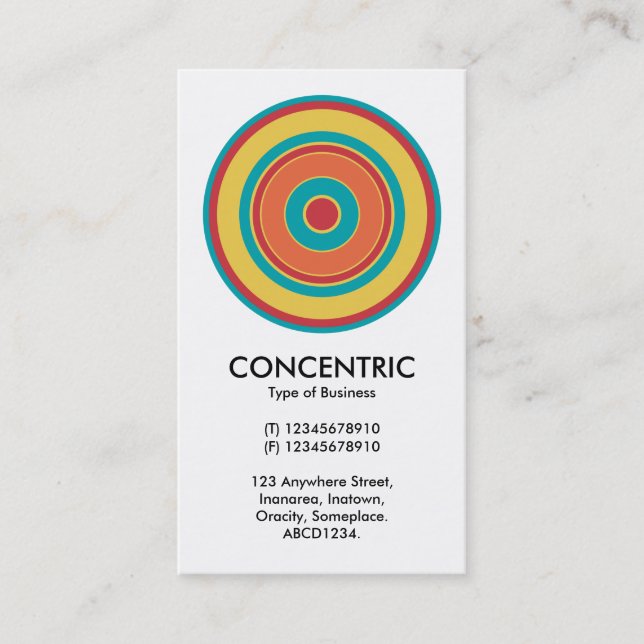 Colourful Concentric Circle 05 Business Card (Front)