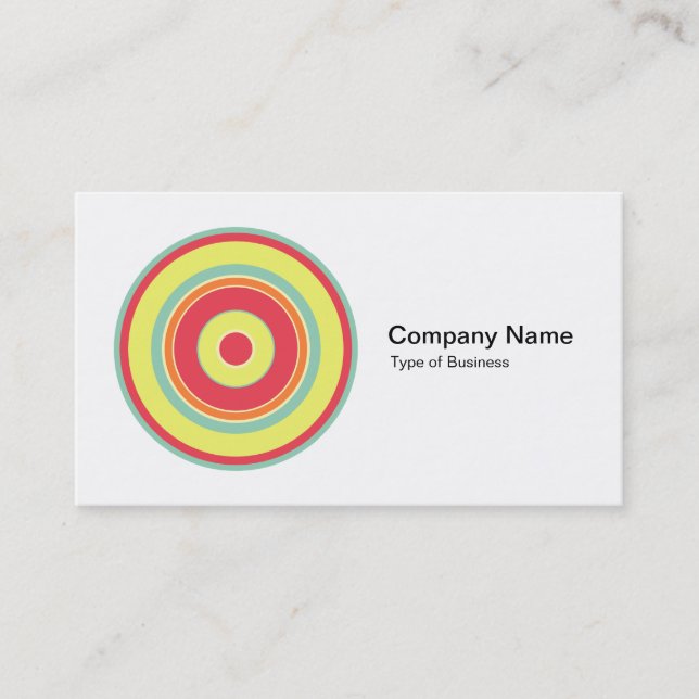 Colourful Concentric Circles 01 Business Card (Front)