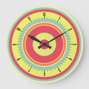 Colourful Concentric Circles 01 Large Clock