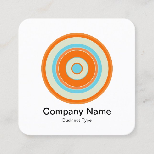 Colourful Concentric Circles 03a Square Business Card (Front)