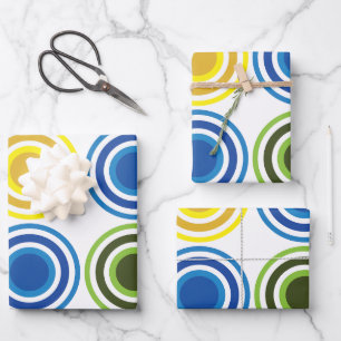 Colourful Concentric Circles Birthday Wrapping Paper Sheet