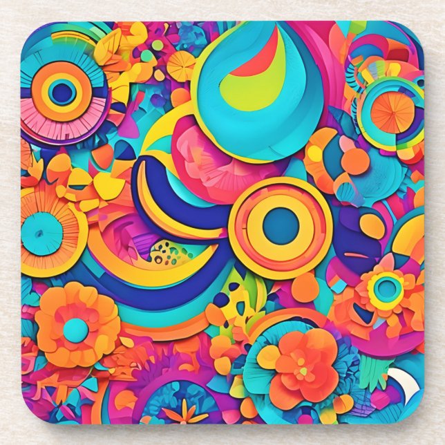  Colourful Concentric Patterns Coaster (Front)