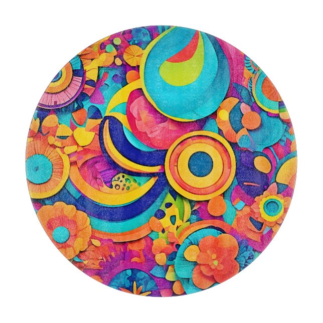  Colourful Concentric Patterns Cutting Board (Front)