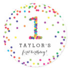 Colourful Confetti 1st Birthday Party Stickers